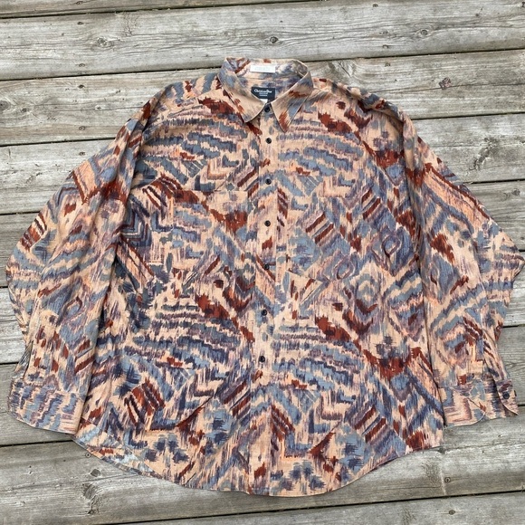 Vintage 1995 Christian Dior Abstract Button Up Shirt XL - Picture 1 of 15